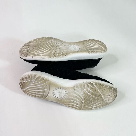 UGG Shoes Womens 7 Black Victoria Suede Satin Lace Up Casual Sneaker - Picture 9 of 9